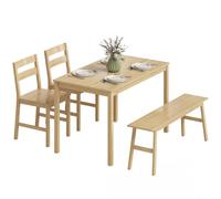 Ensemble de salle à manger - HOMCOM - table à manger avec 2 chaises et banc pour 4 personnes - bambou - bois naturel