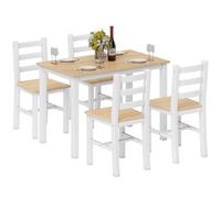 HOMCOM Ensemble de Salle à Manger Gain de Place 4 chaises Naturel | Table à manger, ensemble de salle à manger, groupe de places assises, pin, rectangulaire, table de cuisine, cuisine