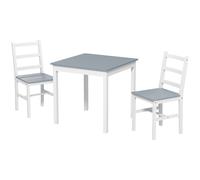 HOMCOM Ensemble de salle à manger pour 2 personnes, 2 chaises, 1 table, Pin, Blanc + Gris