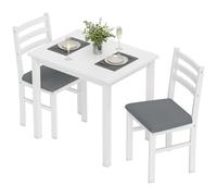 HOMCOM Ensemble de table à manger 3 pièces avec 2 chaises, Table de cuisine pour espaces compacts, chaises rembourrées, gain de place, MDF, Blanc