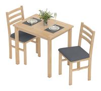 HOMCOM Ensemble de table à manger 3 pièces avec 2 chaises, Table de cuisine pour espaces compacts, chaises rembourrées, gain de place, MDF, bois naturel