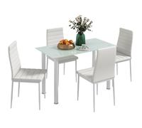 HOMCOM - Ensemble de table à manger - Acier - 120x60x75cm - blanc