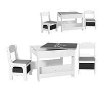 HOMCOM : Ensemble de table basse pour enfants et 2 chaises, table avec plateau 3 en 1 comprenant un tableau et des rangements, couleur grise