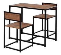 HOMCOM Ensemble de table haute 3 pièces Ensemble de bar 3 pièces, 2 chaises, 1 table, 90 cm x 47 cm x 76 cm, Marron + Noir