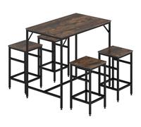 HOMCOM Ensemble Industriel Table Haute + 4 Tabourets Bois Chêne Métal Noir Aosom France