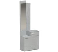 HOMCOM Ensemble meuble d'entrée avec meuble à chaussures abattant, vestiaire avec miroir, tiroir et plateau, gris