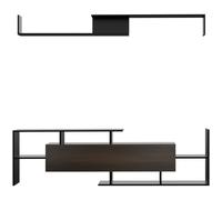 HOMCOM Ensemble meuble TV avec banc et étagère murale style contemporain 153,6H cm - noir
