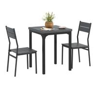 HOMCOM ensemble repas 3 pièces, set table à manger, 1 table, 2 chaises, MDF+métal, gris
