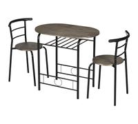 HOMCOM Ensemble Repas Table, 2 chaises, étagère, Gain de Place, Noir | Ensemble repas, groupe assis ovale, set table de cuisine, pour salle à manger, cuisine.