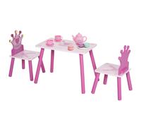 HOMCOM Ensemble table 2 chaises design princesse couronne enfant 3 à 8 ans apparence attrayante mignonne idéal bois pin MDF rose