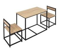 HOMCOM – Ensemble salle à manger 3 pcs 90x47x76 cm – Panneau de particules, bois naturel, 2 chaises