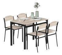 HOMCOM Ensemble Table à Manger 5 Pièces avec 4 Chaises Chêne Noir