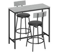 HOMCOM Ensemble table de bar avec 2 tabourets rembourrés et repose-pieds pour salle à manger, petits espaces, gris
