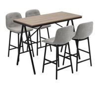 Ensemble table de bar avec tabourets - HOMCOM - 4 chaises rembourrées - pieds en acier - 120x60x91cm - gris
