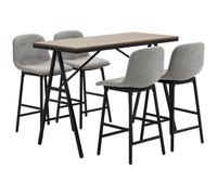 HOMCOM Ensemble table de bar avec tabourets table à manger debout avec 4 chaises rembourrées pieds en acier 120x60x91cm gris