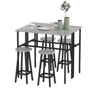 HOMCOM Ensemble table de bar style industriel 6 pièces, 2 tables hautes avec 4 tabourets - acier et panneaux de particules - 4 personnes