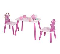 HomCom Ensemble table et 2 chaises enfant Princesse motif couronne bois pin/MDF Rose 3-8 ans