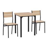 HOMCOM Ensemble table et chaise Table avec 2 chaises style industriel acier noir MDF coloris bois de chêne Aosom France