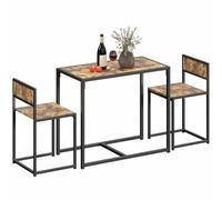 HOMCOM Ensemble Table et Chaises pour 2 Per. 2 Chaises Encastrables Marron | Table à Manger 3 Pièces, pour Cuisine Salon Maison