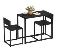 HOMCOM Ensemble Table et Chaises pour 2 per. 2 Chaises Encastrables Noir | Table à Manger 3 Pièces, pour Cuisine Salon Maison