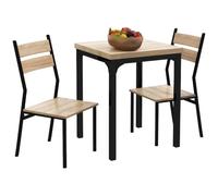 HOMCOM Ensemble Table et Chaises pour 2 Personnes, Bois de Chêne Clair | Table de Cuisine avec Chaises, Table à Manger 3 Pièces, 2 Chaises Encastrables, pour Cuisine Salon Maison