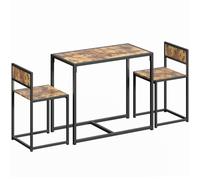HOMCOM Ensemble table et chaises , table à manger 3 pièces avec 2 chaises encastrables, pour cuisine salon maison, marron