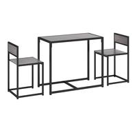 HOMCOM Ensemble table et chaises , table à manger 3 pièces avec 2 chaises encastrables, pour cuisine salon maison, gris
