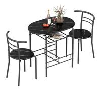 HOMCOM Ensemble table moderne avec 2 chaises pour salle à manger, ensemble 3 pièces mobilier gain de place pour cuisine, balcon, restaurant ou bar, Marron et Noir