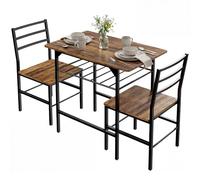 HOMCOM Ensemble Table Salle à Manger avec 2 chaises, Table de Cuisine pour 2 Personnes, étagère de Stockage, Cadre métallique, Style Industriel, idéal pour Espace réduit, Brun Rustique