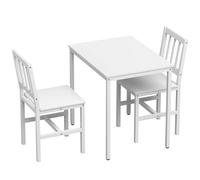 HOMCOM Ensemble Table Salle à Manger avec 2 Chaises, Table de Cuisine Rectangulaire 80 cm, Chaises à Dossier à Lattes, Blanc