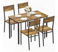 HOMCOM Ensemble Table Salle à Manger avec 4 chaises, Table de Cuisine pour 4 Personnes, Plateau rectangulaire 108 cm, Style Industriel, Pieds en métal, idéal Petit Espace, Brun Rustique
