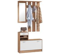 HOMCOM Ensembles 3 en 1 de Meuble d'Entrée Vestiaire Noyer Blanc