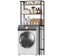 HOMCOM Étagère 3 Ripiani au-dessus du lave-linge avec barre porte-vêtements, Marron/Noir