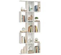 HOMCOM Étagère à 5 Niveaux, bibliothèque étroite, bibliothèque en Forme de S, pour Salon, Chambre, Bureau, Bureau, 80x24x200 cm, Blanc
