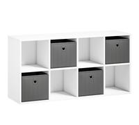HOMCOM Étagère à 8 cases et 4 tiroirs en tissu, meuble de rangement polyvalent, Gris