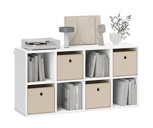 HOMCOM Étagère à 8 cubes, bibliothèque, étagère pour livres avec 4 tiroirs en tissu, horizontale ou verticale, pour salon, chambre, étude, 105,9 x 30 x 53,7 cm, blanc et beige