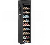 HOMCOM Étagère à Chaussures 20 Paires 10 Niveaux, Range-Chaussures en Métal avec Housse Anti-Poussière, pour Entrée, Couloir, Salon, 45 x 30 x 175 cm, Noir