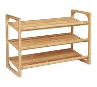 HOMCOM Étagère à Chaussures à 3 Niveaux Porte-Chaussures en Bambou Rangement de Chaussures 9 Paires de Chaussures pour entrée Chambre Salon 76 x 33 x 51 cm Naturel
