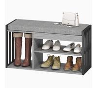 HOMCOM Étagère à Chaussures avec Banc, Étagère à Chaussures pour Couloir, Meuble à Chaussures avec Design à 3 Niveaux, pour Entrée, Salon, Chambre, Gris