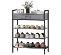 HOMCOM Étagère à chaussures de 4 niveaux, Étagère de hall pour jusqu'à 9 paires de chaussures, Panneau de particules, Métal, Gris