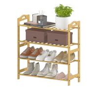 HOMCOM Étagère à chaussures en bambou à 4 niveaux porte-chaussures capacité 12 paires, 67,5 x 24,7 x 72 cm, effet bois naturel