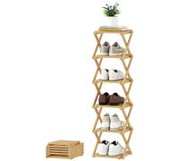 HOMCOM Étagère à chaussures, porte-chaussures pliable à 6 niveaux en bambou, pour max. 9 paires de chaussures, 30 x 29 x 108 cm, naturel