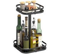 HOMCOM Étagère à épices 2 niveaux pivotant sur 360° Étagère de cuisine avec bords surélevés Pieds ventouses Support à épices Carrousel à épices Organisateur de cuisine Porte-épices pour comptoir de