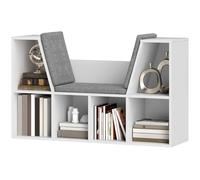 HOMCOM Étagère à livres avec assise, 6 compartiments, rembourrée, 105 x 30 x 63 cm, Blanc