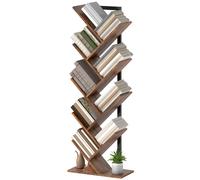HOMCOM Étagère à Livres Bibliothèque avec 9 Étagères en Forme d'Arbre pour Bureau, Marron Rustique