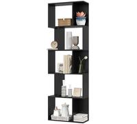 HOMCOM Etagère à Livres en Bois à 5 Niveaux Design Moderne en Bois, 60x24x184.5 cm, Noir