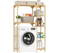HOMCOM Étagère au-Dessus de Machine à Laver en Bambou Bois Naturel | Meuble de Salle de Bain Moderne, Étagères Réversibles, Meuble de Rangement, pour Buanderie, Salle de Bain