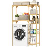 HOMCOM Étagère au-dessus de Machine à Laver en Bambou, Meuble de Salle de Bain Moderne avec Étagères Réversibles, Bois Naturel