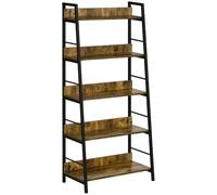 HOMCOM Étagère bibliothèque Style Industriel incliné 5 Niveaux 70L x 35l x 150H cm