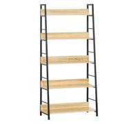 HOMCOM Étagère bibliothèque Style Industriel incliné 5 Niveaux 70L x 35l x 150H cm Coloris chêne Clair Noir